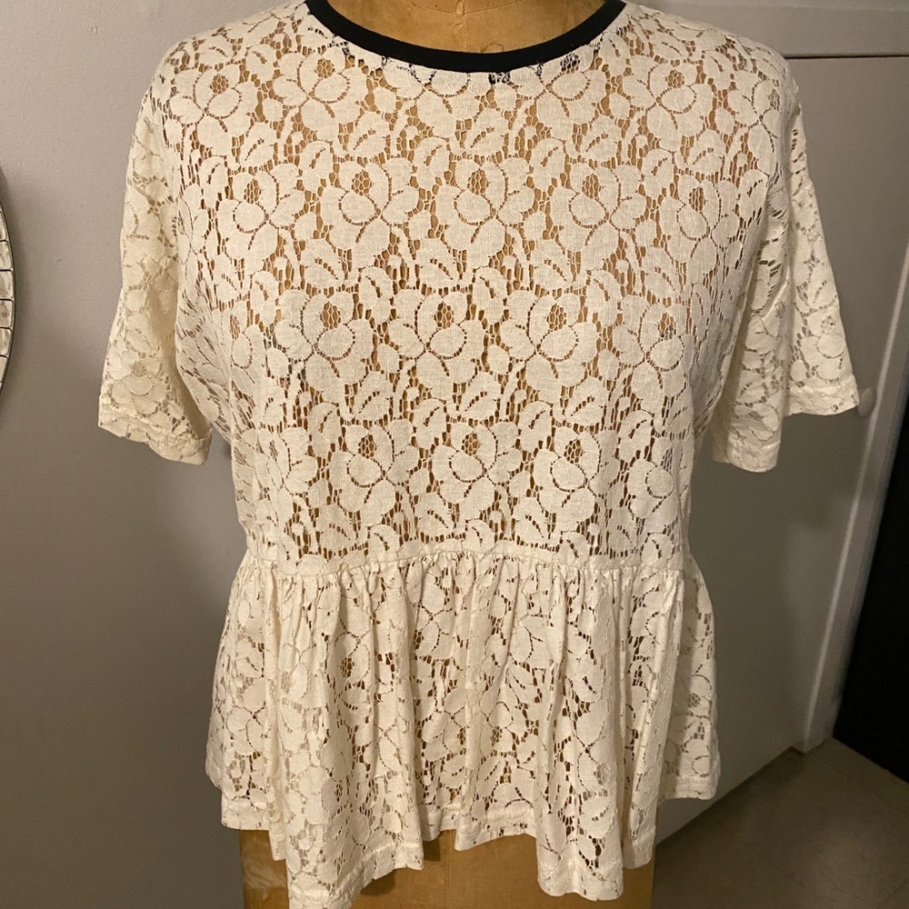 asos • petite high-low peplum lace top